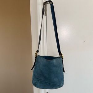 Coach Suede Leather Crossbody bag in Denim Blue